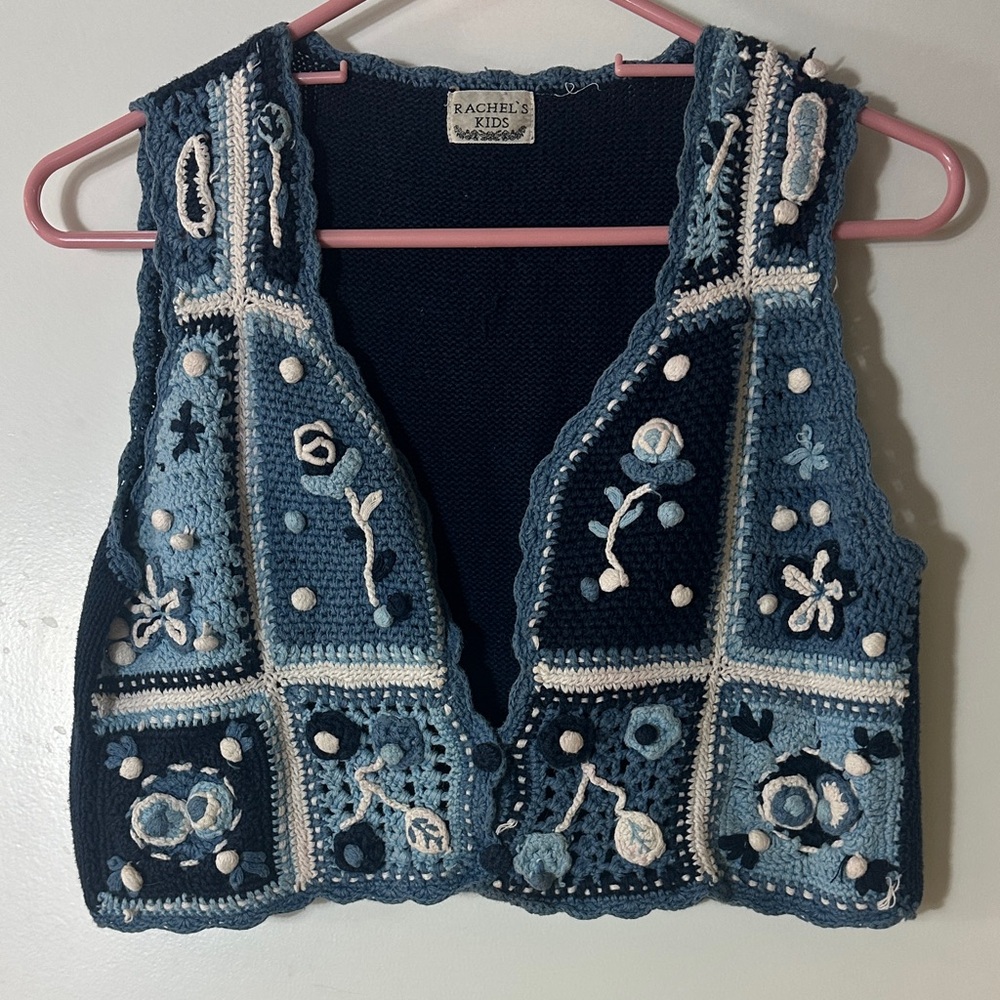 Rachel Navy Crochet Vest
